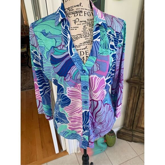 Strazzi Floral Button Down Blouse - Picture 5 of 5